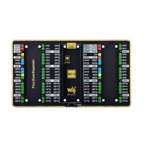 Dual GPIO Expander for Raspberry Pi Pico Board, Two Sets of Male Headers for Directly Connecting Expansion Modules von Coolwell