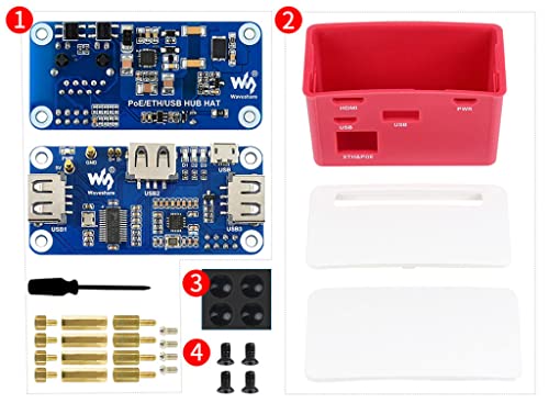 PoE Ethernet/USB HUB Box Compatible Raspberry Pi Zero Series, with PoE/ETH/USB HUB HAT Inside, 802.3af-Compliant, Includes 3X USB 2.0 Ports von Coolwell