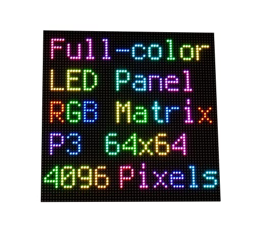 RGB Full-Color LED Matrix Panel for Raspberry Pi and Ardui, 3mm Pitch, 64×64, 4096 Individual RGB LEDs, Brightness Adjustable von Coolwell