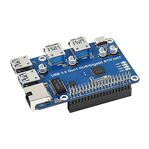 USB 3.2 Gen1 and Gigabit Ethernet HUB HAT for Raspberry Pi Series Board, 3X USB 3.2 Gen1, 1x Gigabit Ethernet,Plug & Play,Driver-Free USB 3.2 Gen1 and Gigabit Ethernet HUB HAT for Raspberry Pi Series Board, 3X USB 3.2 Gen1, 1x Gigabit Ethernet,Plug & Play,Driver-Free von Coolwell