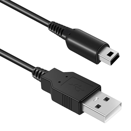 Coomoors USB Ladekabel/Kabel, Power Ladekabel für DSi, DSi XL, 3DS, 3DS XL, Schwarz Ladegerät, 1.2m (3.9ft) USB Ladegerät Netzkabel von Coomoors