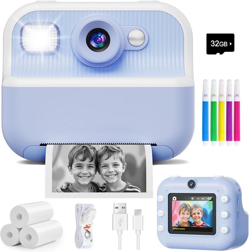 Coonoor Kinder Digitalkamera Kamera Spielzeug ab 3-12 Jahre Digitalkamera Sofortbildkamera (40 MP, 48MP 1080P, 2.4 Zoll Kamera Sofortdruck mit Druckpapier & 32GB Karte) von Coonoor