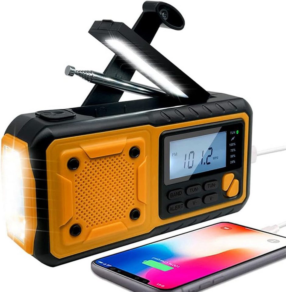 Coonoor Solar Radio, AM/FM Kurbelradio Tragbar USB Notfallradio Radio Radio (mit Handyladefunktion, Kurbelradio 4000mAh Batteriebetrieben) von Coonoor