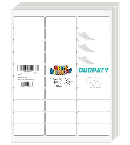 Coopaty Versandetiketten, 2,5 x 7,1 cm, 3000 Etiketten (100 Blatt), weiß, blanko, kompatibel mit Laser-Tintenstrahldruckern von Coopaty
