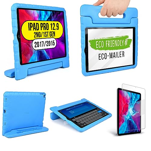 Apple iPad Pro 12.9 Hülle, [2-in-1 Griffige Tragehülle & Stand] Cooper Dynamo Robuste Strapazierfähige Sturz- und Kindersichere Hülle + Stand & Displayschutz -Jungs Mädchen Erwachsene Ältere Blau von Cooper Cases