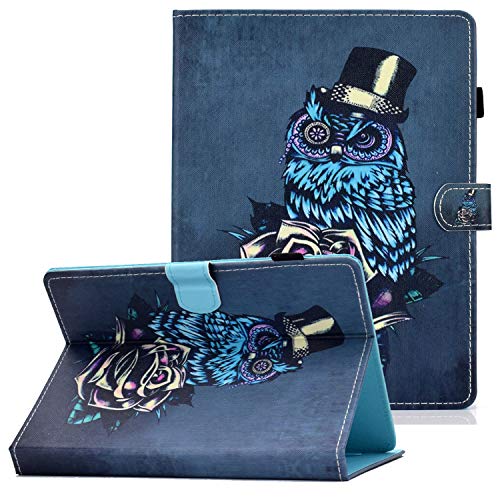 Coopts 9-10.1 Tablet Universal Tasche Stand Schutzhülle Case für Samsung Tab A 10.1 / Tab A 10.5 / Tab S5e 10.5 / Tab E 9.6 / Fire HD 10.1 / MediaPad T3 T5 10 Zoll / MediaPad M3 Lite 10 Rose Eule von Coopts