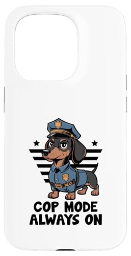 Ein Dackel Polizist Cop Mode Always On Police Officer Hülle für iPhone 15 Pro von Cop Gift Police Officer Sayings Policeman