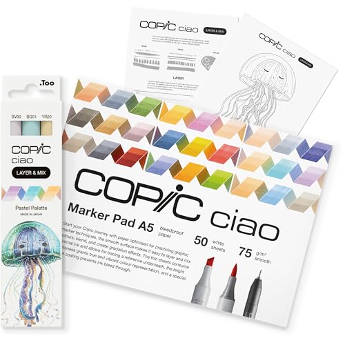 Copic Ciao Layer & Mix Marker 3er Set, 2D Starter Set, Pastellpalette Marker, A5 Pad, Übungsblatt, Line Art & Guide, Kunst, Handwerk, Färben, Grafik, Textmarker, Design, Anime Manga Copic Ciao Layer & Mix Marker 3er Set, 2D Starter Set, Pastellpalette Marker, A5 Pad, Übungsblatt, Line Art & Guide, Kunst, Handwerk, Färben, Grafik, Textmarker, Design, Anime Manga von Copic