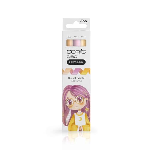 Copic Ciao LAYER & MIX Natural Palette, Marker Set mit 3 verschiedenen Farben, Layoutmarker mit jeweils einer mittelbreiten und einer Brush-Spitze von Copic