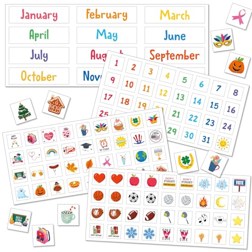 Copkim Buntes Kalendermagnet-Set, enthält magnetische Zahlen, Monats- und Tage-Etiketten, lustige und wiederverwendbare Urlaubssymbole zum Organisieren von trocken abwischbaren von Copkim