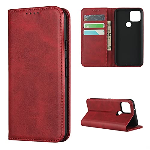Copmob Hülle Google Pixel 5,Flip Leder Brieftasche Handyhülle,[4 Kartensteckplatz][Ständerfunktion][Magnetverschluss],Klapphülle Ledertasche Schutzhülle für Google Pixel 5 - Rot von Copmob