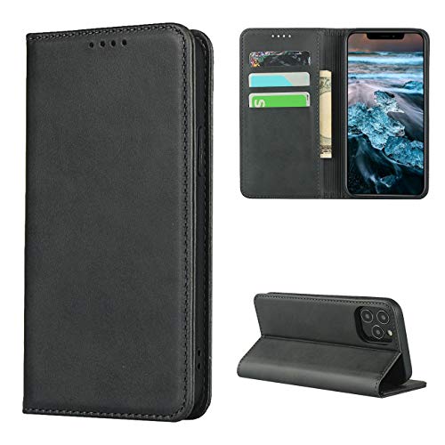 Copmob Hülle iPhone 12/12 Pro,Flip Leder Brieftasche Handyhülle,[3 Kartensteckplatz][Ständerfunktion][Magnetverschluss],Klapphüllen Klapphülle Ledertasche Schutzhülle für iPhone 12/12 Pro - Schwarz von Copmob