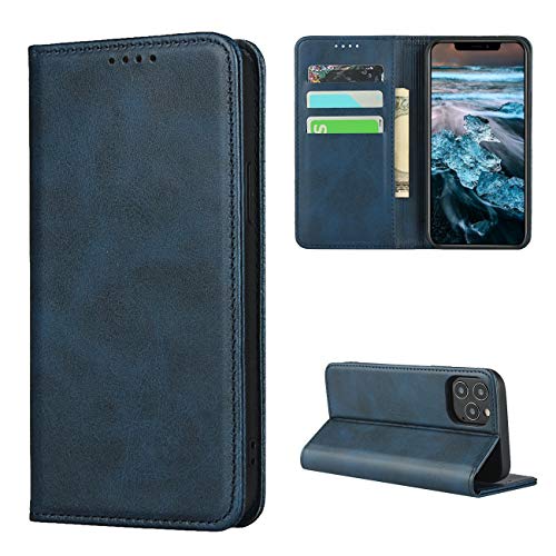 Copmob Hülle iPhone 12 Pro Max,Flip Leder Brieftasche Handyhülle,[3 Kartensteckplatz][Ständerfunktion][Magnetverschluss],Klapphülle Ledertasche Schutzhülle für iPhone 12 Pro Max - Blau von Copmob