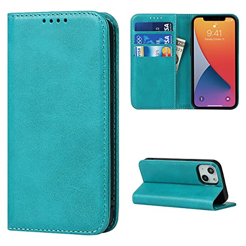 Copmob Hülle iPhone 13 Mini,Flip Leder Brieftasche Handyhülle,[3 Kartensteckplatz][Ständerfunktion][Magnetverschluss],Klapphülle Ledertasche Schutzhülle für iPhone 13 Mini - Himmelblau von Copmob