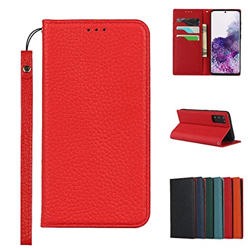 Copmob Samsung Galaxy S20 Plus Hülle,Flip Echtleder Brieftasche Handyhülle,[3 Kartenfächer][Magnetverschluss][RFID Blocker],Klapphülle Ledertasche Schutzhülle für Samsung S20 Plus - Rot von Copmob