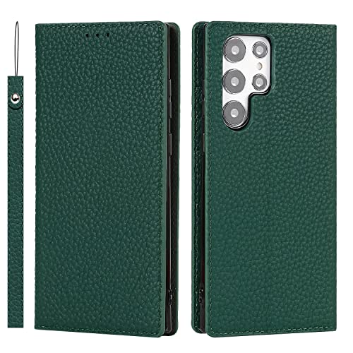 Copmob Samsung Galaxy S22 Ultra Hülle,Flip Echtleder Geldbörse Hülle,3 Kartenfach,Magnetisch,RFID Blocker,Handyhülle für Samsung S22 Ultra-Dunkelgrün Copmob Samsung Galaxy S22 Ultra Hülle,Flip Echtleder Geldbörse Hülle,3 Kartenfach,Magnetisch,RFID Blocker,Handyhülle für Samsung S22 Ultra-Dunkelgrün von Copmob