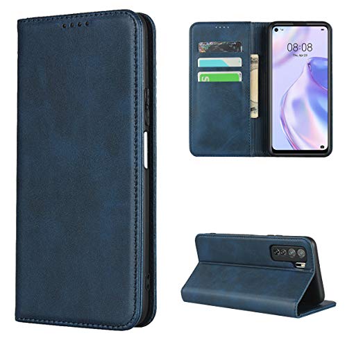 Copmob Schutzhülle für Huawei P40 Lite 5G, Premium Flip Wallet Schutzhülle aus Leder, [3 Kartenfächer][Standfunktion] [Magnetverschluss], Schutzhülle für Huawei P40 Lite 5G – Blau von Copmob