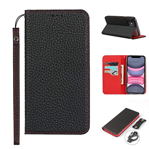 Copmob Schutzhülle für iPhone 11, Premium Echtleder, Flip Brieftasche aus Leder, [3 Schlitze] [Magnetverschluss], Schutzhülle für iPhone 11 – Schwarz von Copmob