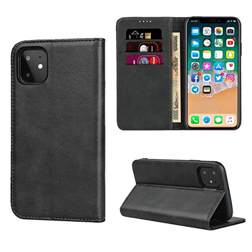 Copmob Schutzhülle für iPhone 11, Premium Flip Brieftasche aus Leder, [4 Schlitze] [Standfunktion ][Magnetverschluss], Schutzhülle für iPhone 11 – Schwarz von Copmob
