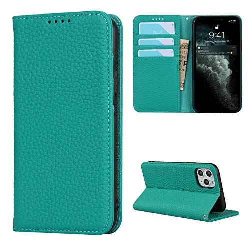 Copmob Schutzhülle für iPhone 11 Pro Max, Flip-Case aus echtem Leder, [4 Schlitze][Magnetverschluss], Schutzhülle für iPhone 11 Pro Max – Himmelblau von Copmob