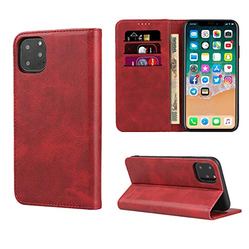 Copmob Schutzhülle für iPhone 11 Pro Max, Premium Flip Brieftasche aus Leder, [4 Schlitze] [Standfunktion ][Magnetverschluss] Schutzhülle für iPhone 11 Pro Max – Rot von Copmob