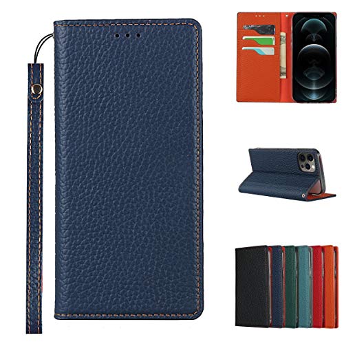 Copmob Schutzhülle für iPhone 12 Pro Max, hochwertig, echtes Leder, Flip Case, Brieftasche mit 3 Kartenfächern, Magnetkarte, RFID-Blockierung, Schutzhülle, Dunkelblau Copmob Schutzhülle für iPhone 12 Pro Max, hochwertig, echtes Leder, Flip Case, Brieftasche mit 3 Kartenfächern, Magnetkarte, RFID-Blockierung, Schutzhülle, Dunkelblau von Copmob
