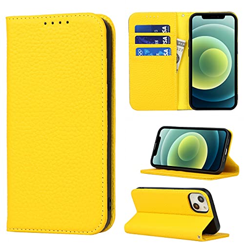 Copmob Schutzhülle für iPhone 13 Mini, Flip Echtleder, Brieftasche, 4 Schlitze, Magnetverschluss, Riemen, Klappetui, für iPhone 13 Mini, Gelb Copmob Schutzhülle für iPhone 13 Mini, Flip Echtleder, Brieftasche, 4 Schlitze, Magnetverschluss, Riemen, Klappetui, für iPhone 13 Mini, Gelb von Copmob