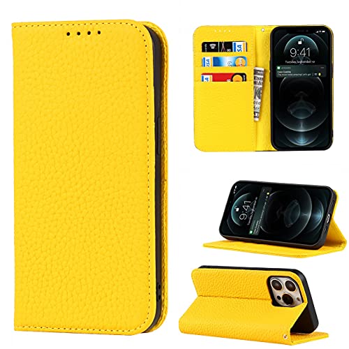 Copmob Schutzhülle für iPhone 13 Pro, Flip Echtleder, Brieftasche, 4 Schlitze, Magnetverschluss, Riemen, Klappetui, für iPhone 13 Pro, Gelb Copmob Schutzhülle für iPhone 13 Pro, Flip Echtleder, Brieftasche, 4 Schlitze, Magnetverschluss, Riemen, Klappetui, für iPhone 13 Pro, Gelb von Copmob