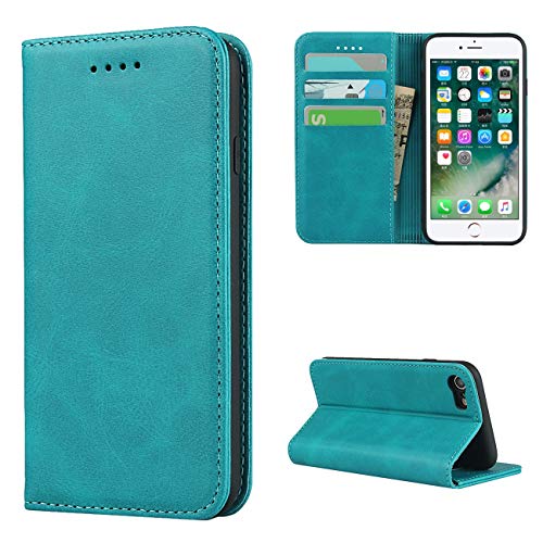 Copmob Schutzhülle für iPhone 7/8/SE2/SE 2020, Flip Brieftasche aus Leder, [3 Schlitze][Standfunktion][Magnetverschluss], Klappschutzhülle für iPhone 7/8/SE2/SE 2020 – Himmelblau von Copmob