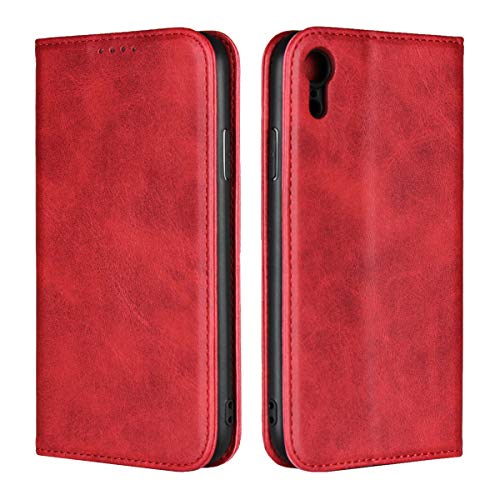 Copmob Schutzhülle für iPhone XR, Premium Flip Leder Brieftasche [3 Kartenschlitze] [Standfunktion ] [TPU Stoßfest], magnetische Schutzhülle für iPhone XR – Rot von Copmob