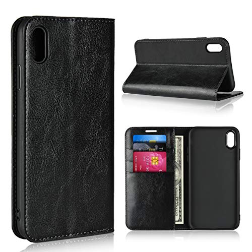 Copmob Schutzhülle für iPhone XS Max, Premium Flip Brieftasche aus Leder, [3 Kartenschlitze] [Standfunktion ] [TPU weich stoßfest ] Brieftasche Schutzhülle für iPhone XS Max – Schwarz von Copmob