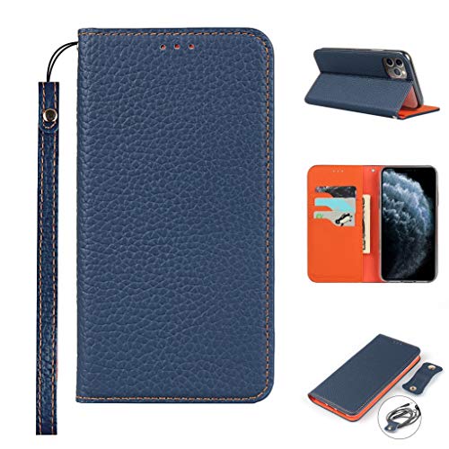 Copmob iPhone 11 Pro Max Schutzhülle, Premium Echtleder Flip Brieftasche Schutzhülle aus Leder, [3 Schlitze] [Magnetverschluss], Schutzhülle für iPhone 11 Pro Max – Dunkelblau von Copmob