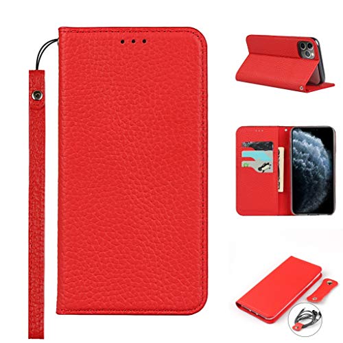 Copmob iPhone 11 Pro Max Schutzhülle, Premium Echtleder Flip Brieftasche mit Magnetverschluss, RFID Blocker, für iPhone 11 Pro Max - Rot von Copmob