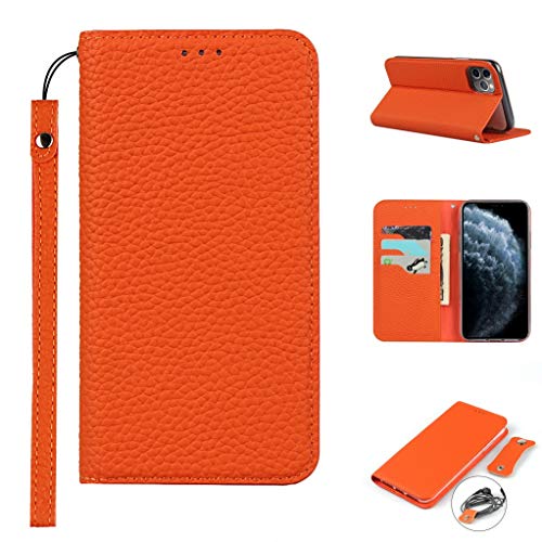 Copmob iPhone 11 Pro Schutzhülle, Premium Echtleder Flip Brieftasche Schutzhülle aus Leder, [3 Schlitze] [Magnetverschluss], Schutzhülle für iPhone 11 Pro – Orange von Copmob