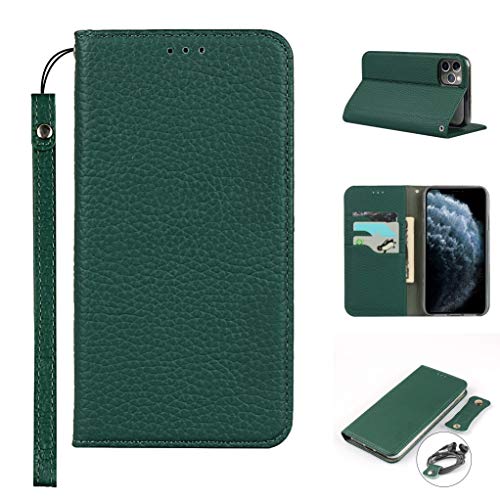 Copmob iPhone 11 Pro Schutzhülle, Premium Echtleder Flip Wallet Case mit Magnetverschluss, RFID Blocker, 3 Schlitze, Brieftasche, Dunkelgrün von Copmob