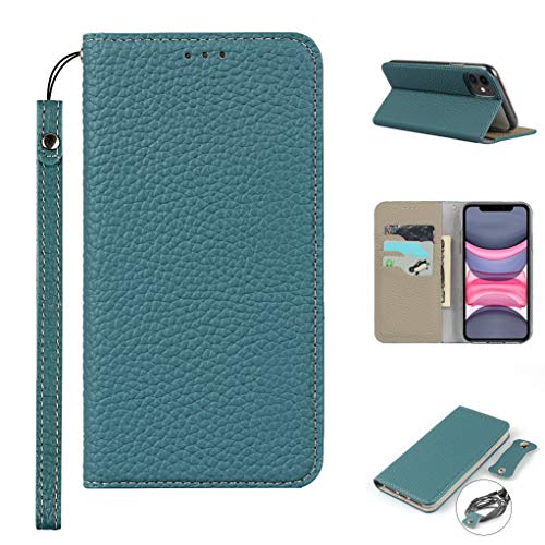 Copmob iPhone 11 Schutzhülle, Premium Echtleder, Flip Wallet Schutzhülle aus Leder, [3 Schlitze] [Magnetverschluss], Schutzhülle für iPhone 11 – Himmelblau von Copmob