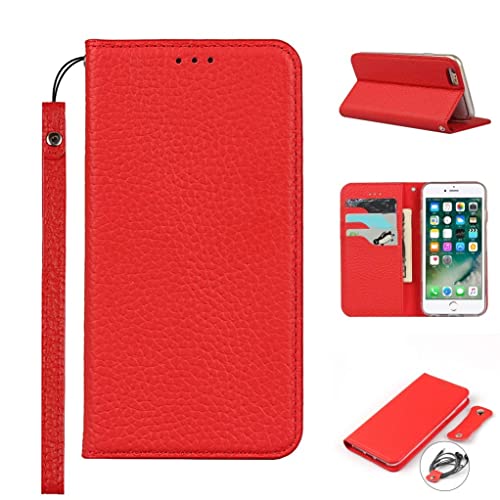 Copmob iPhone 6 Plus Schutzhülle, iPhone 6S Plus, Premium-Echtleder, Flip Brieftasche aus Leder, [3 Schlitze] [Magnetverschluss], Schutzhülle für iPhone 6 Plus/6S Plus – Rot von Copmob