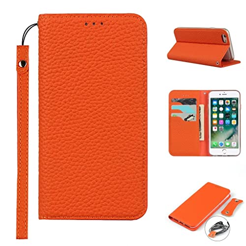 Copmob iPhone 6 Schutzhülle, iPhone 6S, Premium-Echtleder, Flip Brieftasche aus Leder, [3 Schlitze] [Magnetverschluss], Schutzhülle für iPhone 6/6S – Orange von Copmob