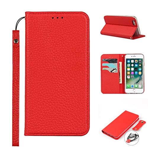Copmob iPhone 6 Schutzhülle, iPhone 6S, Premium-Echtleder, Flip Brieftasche aus Leder, [3 Schlitze] [Magnetverschluss], Schutzhülle für iPhone 6/6S – Rot von Copmob