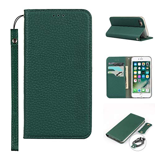 Copmob iPhone 7 Plus Schutzhülle, iPhone 8 Plus, Premium-Echtleder, Flip Brieftasche aus Leder, [3 Schlitze] [Magnetverschluss], Schutzhülle für iPhone 7 Plus/8 Plus – Dunkelgrün von Copmob