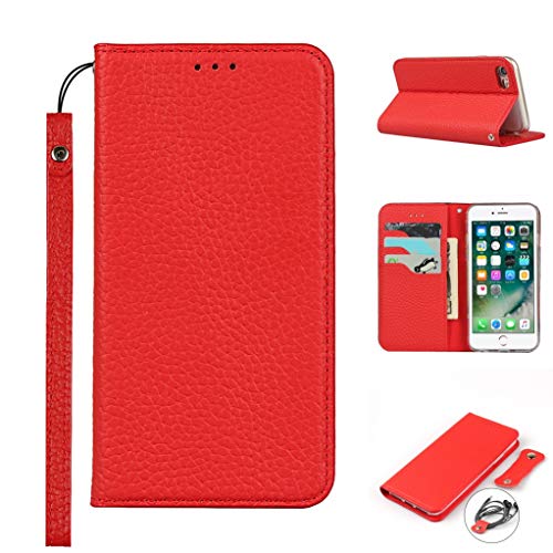 Copmob iPhone 7 Schutzhülle, iPhone 8, Premium-Echtleder, Flip Brieftasche aus Leder, [3 Schlitze] [Magnetverschluss], Schutzhülle für iPhone 7/8 – Rot von Copmob