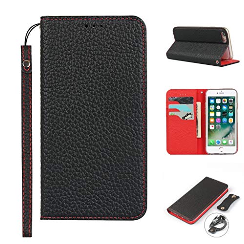 Copmob iPhone 7 Schutzhülle, iPhone 8, Premium-Echtleder, Flip Brieftasche aus Leder, [3 Schlitze] [Magnetverschluss], Schutzhülle für iPhone 7/8 – Schwarz von Copmob