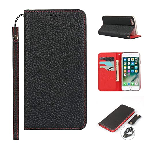 Copmob iPhone SE 2020/SE2 Hülle,Premium Echtleder Flip Brieftasche Ledertasche,[3 Kartenfächer][Magnetverschluss],Handyhülle Schutzhülle für iPhone SE 2020/SE2 - Schwarz von Copmob
