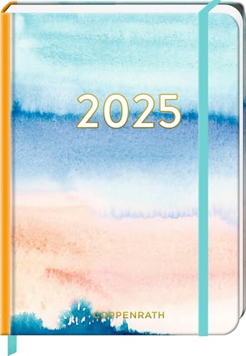 Kleiner Wochenkalender: Mein Jahr 2025 - Aquarell blau (All about blue): Taschenkalender mit Wochenplaner und Eintragmöglichkeiten, mit Gummiverschluss und Leseband von Coppenrath Verlag GmbH & Co. KG