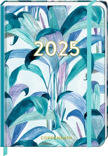 Kleiner Wochenkalender: Mein Jahr 2025 - Palme türkis (All about blue): Taschenkalender mit Wochenplaner und Eintragmöglichkeiten, mit Gummiverschluss und Leseband von Coppenrath Verlag GmbH & Co. KG