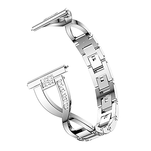 Coqibel Uhrenarmband kompatibel mit Samsung Galaxy Watch (46 mm) / Galaxy Watch 3 (45 mm), verstellbares Edelstahl-Armband mit Schnellverschluss, X-Design, Strass, kein Werkzeug erforderlich von Coqibel