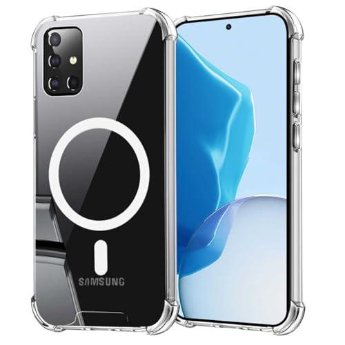 Coqinen Magnetisch Handyhülle für Samsung Galalxy A51 4G Hülle, Stoßfest Transparent Dünn Schutzhülle Samsung A51 4G mit Kratzfeste PC Rückseite + TPU Bumper, Durchsichtig von Coqinen