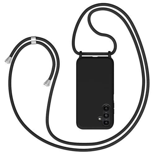 Coqinen Handykette für Samsung Galalxy A56 5G Hülle mit Band, Necklace Samsung A36 5G Silikon Handyhülle mit Kordel zum Umhängen Handy Schutzhülle mit Kette, Schwarz von Coqinen