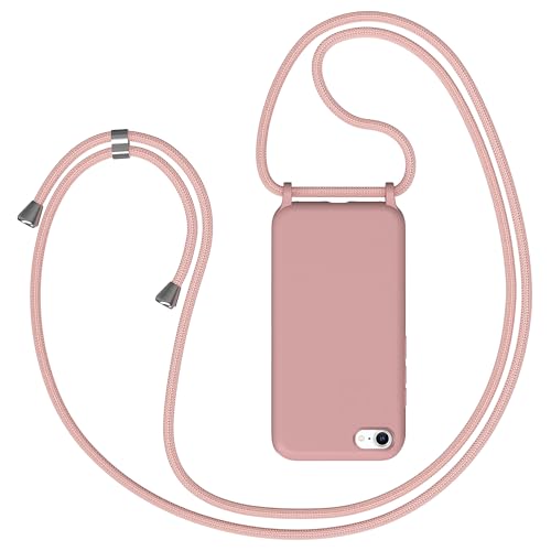 Coqinen Handykette für iPhone 7/ iPhone 8/ iPhone SE 2020 Hülle mit Band, Necklace Silikon Handyhülle mit Kordel zum Umhängen Handy Schutzhülle mit Kette, Rosa von Coqinen