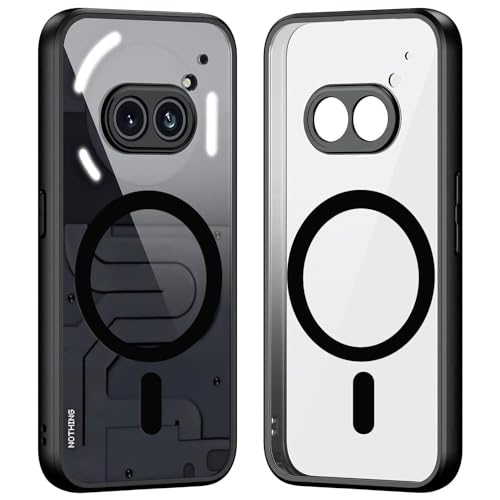 Coqinen Hülle für Nothing Phone 2a, Transparente Kameraschutz Kompatibel mit Magnetisch, Stoßfest, Kratzfest, Weiche TPU Kante + Transparente PC Rückseite Case, Schwarz von Coqinen